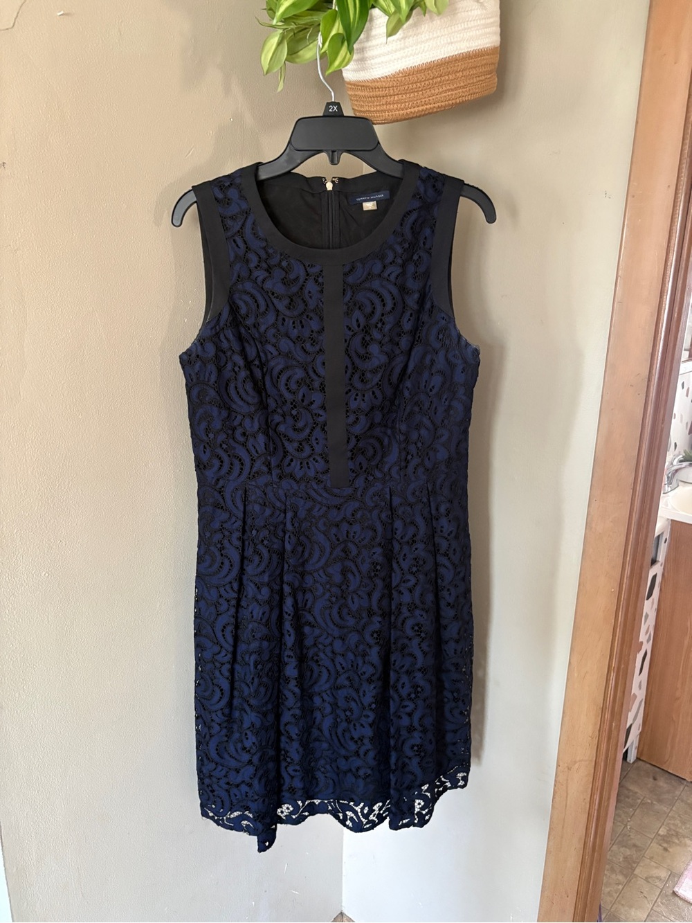 Tommy Hilfiger Navy Lace Sleeveless Mini Dress